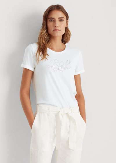 Playeras Ralph Lauren Mujer Blancos - Logo Cotton-Blend - BPHLV6480